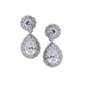 Round & Pear Cut Cubic Zirconium Earrings w/ Crystal Accents